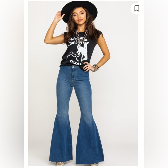 FREE PEOPLE WOMEN'S DARK WASH HIGH RISE JUST FLOAT ON FLARE JEANS size 26 5🌟 - Picture 2 of 16